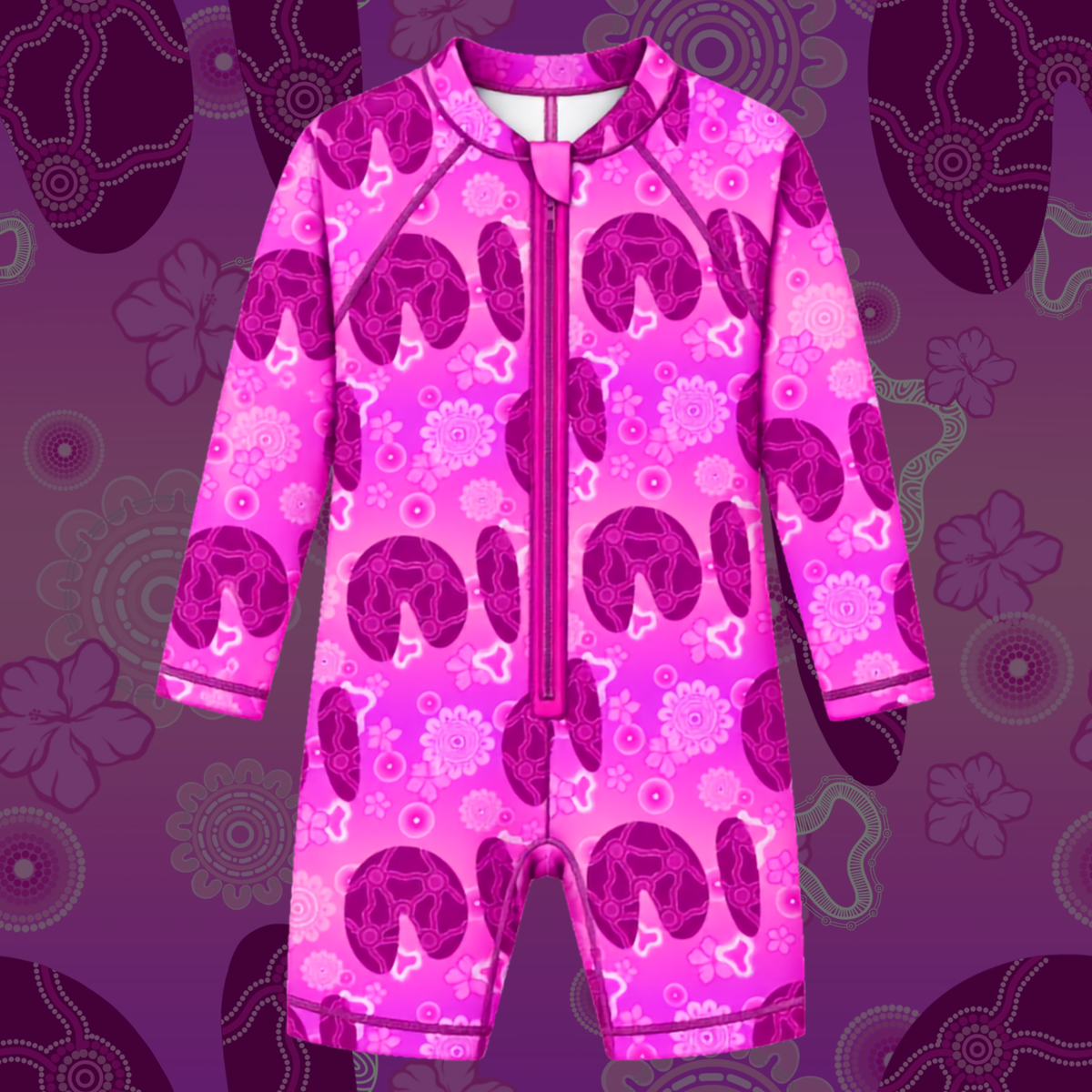 Sunset Bloom - Long Sleeve Zip One Piece