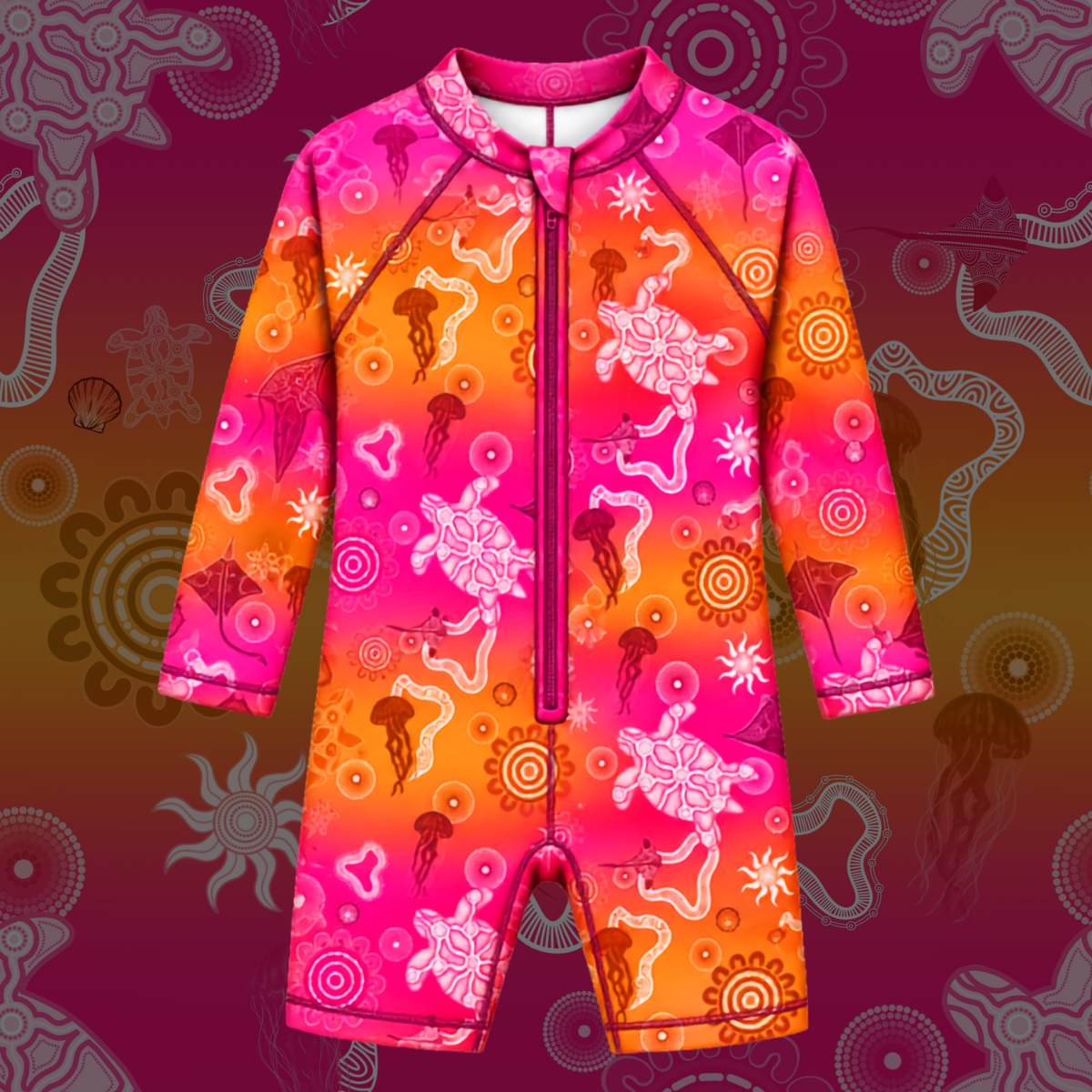Sunset Blush - Long Sleeve Zip One Piece